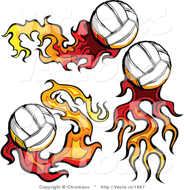 Vector of 3 Flaming Volleyballs