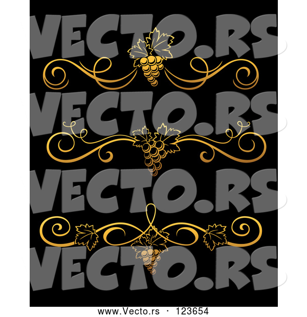 Vector of 3 Gold Grape Vine Wine Divider Rules