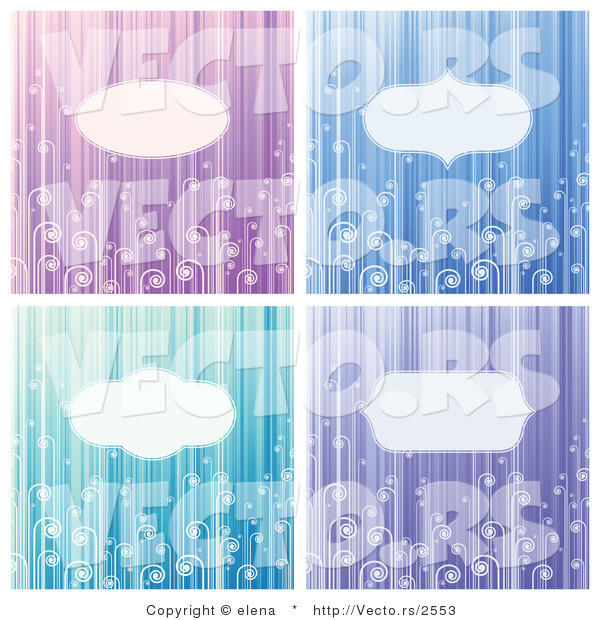 Vector of 4 Unique Blank Copyspace Background Design with Stripes and Swirls