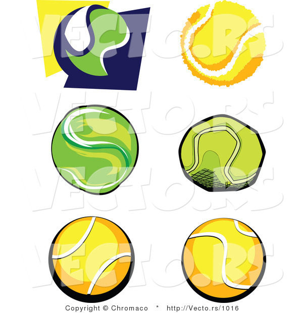Vector of 6 Unique Tennis Ball Icons