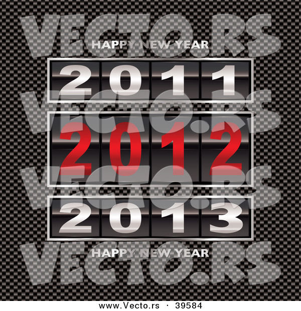 Vector of a 2011, 2012 and 2013 Counter with Happy New Year Text on Carbon Fiber Background