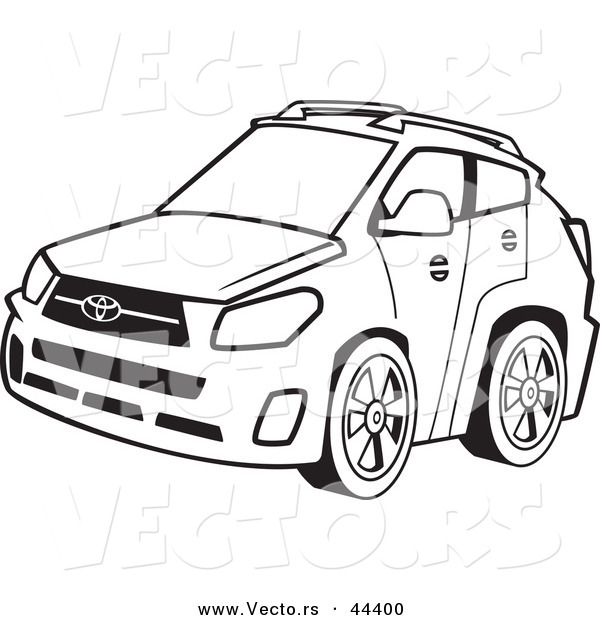 Vector of a 4 Door Car - Coloring Page Outline