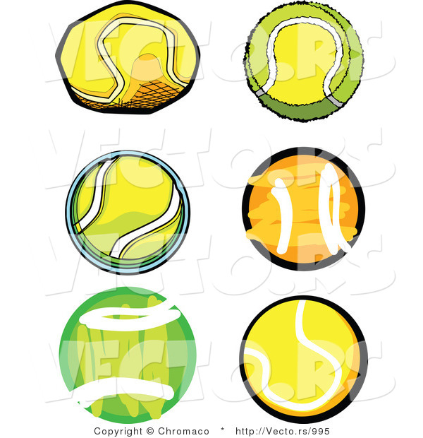 Vector of a 6 Unique Tennis Balls