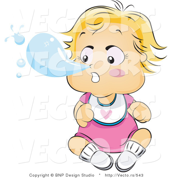 Vector of a Baby Blowing Huge Snot Bubble out of Nose