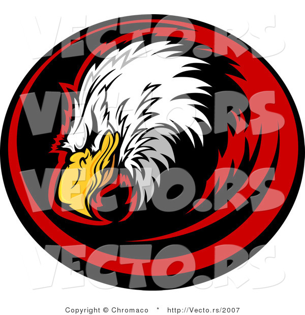 Vector of a Bald Eagle Within Red and Black Circle