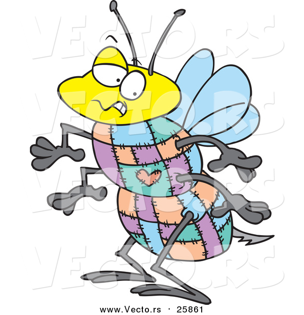 Vector of a Bee with a Quilted Body