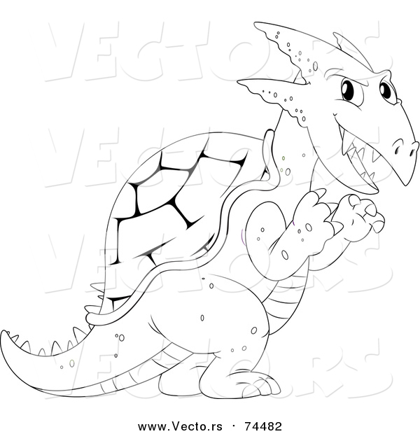 Vector of a Black and White Dragon