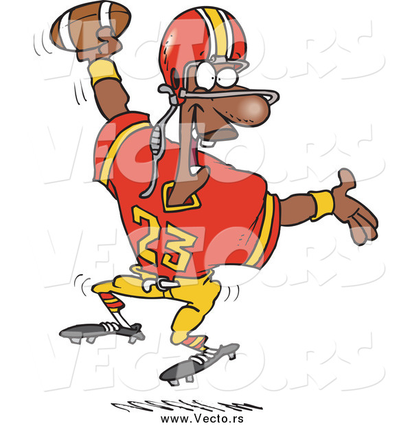 Vector of a Black Male Football Player After a Touchdown