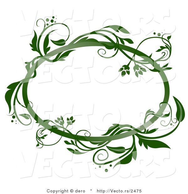 Vector of a Blank Oval Frame with Green Vines