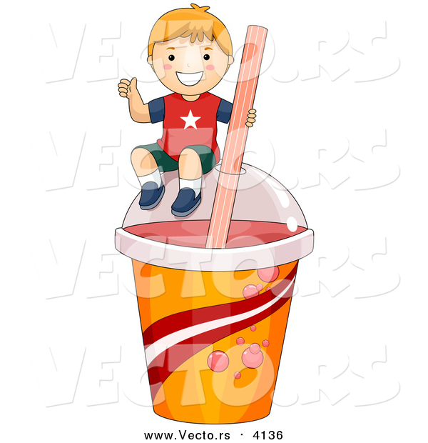 Vector of a Boy on a Giant Slushy Cup