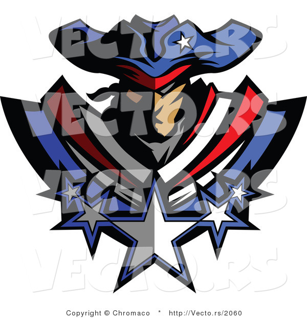 Vector of a Brave American Patriot Mascot with Stars