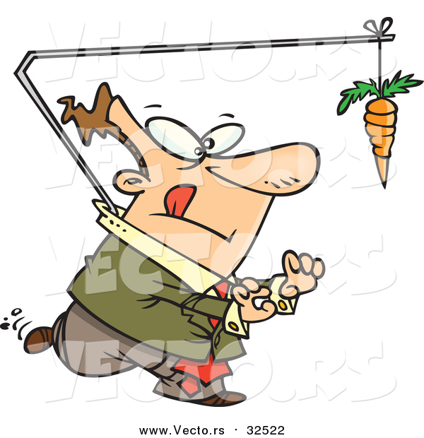 Vector of a Business-Man Chasing Carrot Concept - Cartoon Style