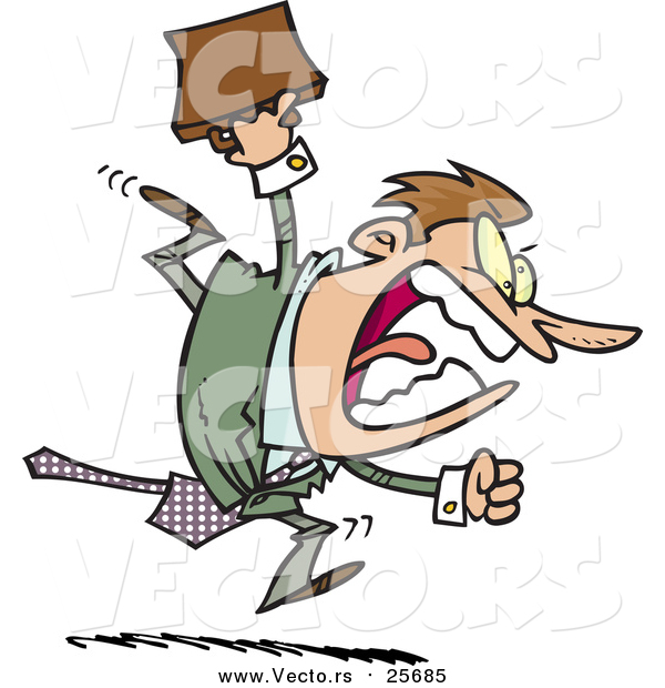 Vector of a Businessman Frantically Running Late for Work or an Appointment - Cartoon Design