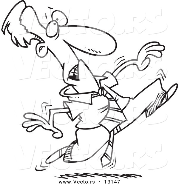 Vector of a Cartoon Agitated Businessman Running - Coloring Page Outline