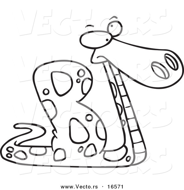 Vector of a Cartoon Alphabet Letter B - Outlined Coloring Page Drawing