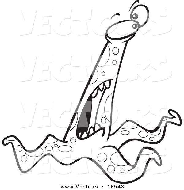 Vector of a Cartoon Bad Monster Screaming - Outlined Coloring Page Drawing