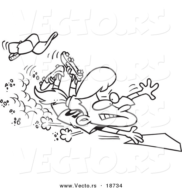 Vector of a Cartoon Baseball Girl Sliding Home - Outlined Coloring Page