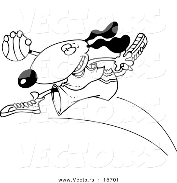 Vector of a Cartoon Basketball Dog - Coloring Page Outline