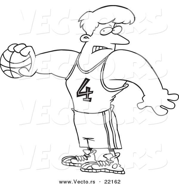 Vector of a Cartoon Basketball Man - Outlined Coloring Page