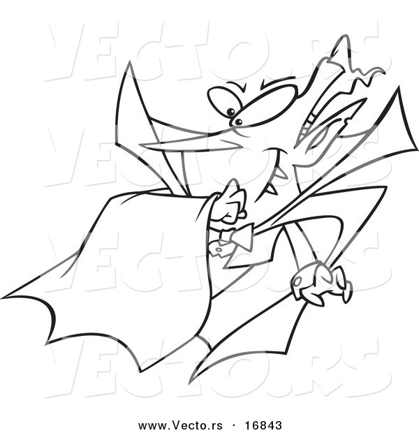 Vector of a Cartoon Batty Vampire - Coloring Page Outline