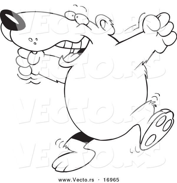 Vector of a Cartoon Bear Celebrating - Coloring Page Outline