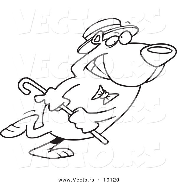 Vector of a Cartoon Bear Dancing - Outlined Coloring Page