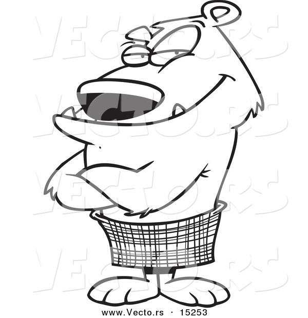 Vector of a Cartoon Bear in a Kilt - Coloring Page Outline