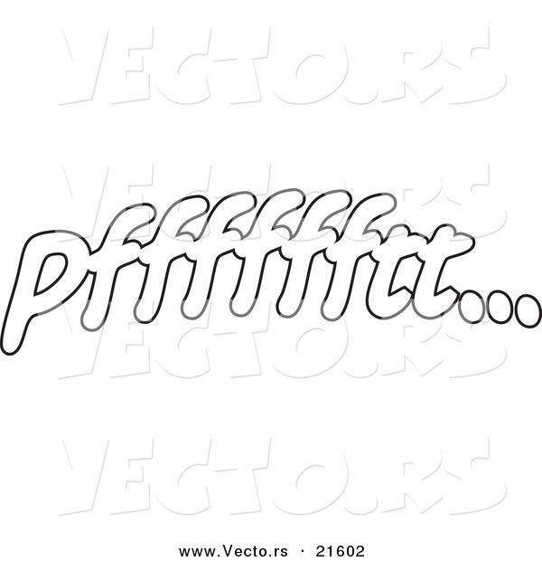 Vector of a Cartoon Black and White Outline Design of Pfffffftt - Outlined Coloring Page