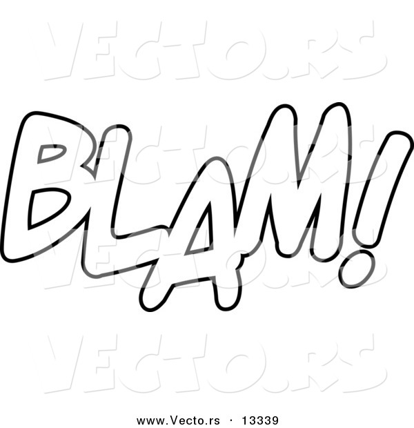 Vector of a Cartoon BLAM Word Text - Coloring Page Outline