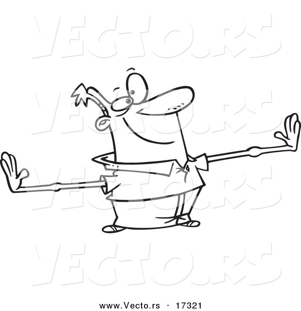 Vector of a Cartoon Boastful Man - Coloring Page Outline