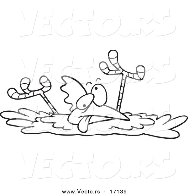 Vector of a Cartoon Boneless Chicken - Coloring Page Outline