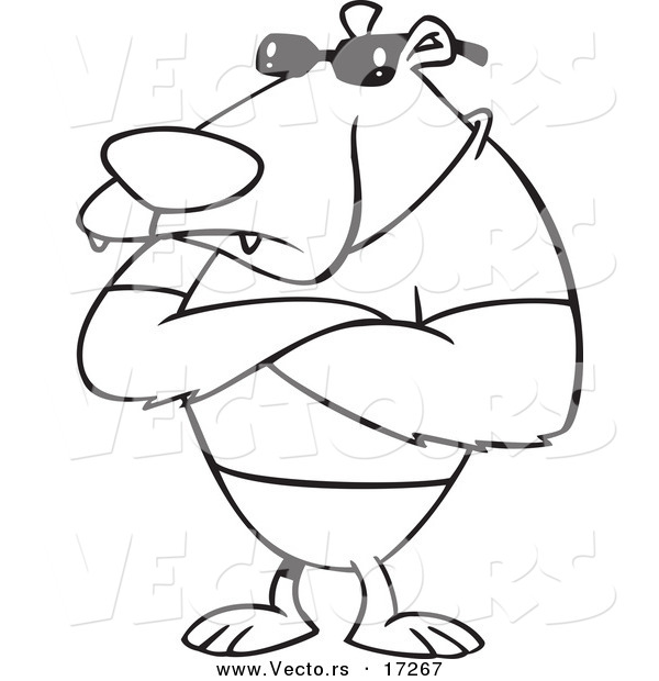 Vector of a Cartoon Bouncer Bear - Coloring Page Outline