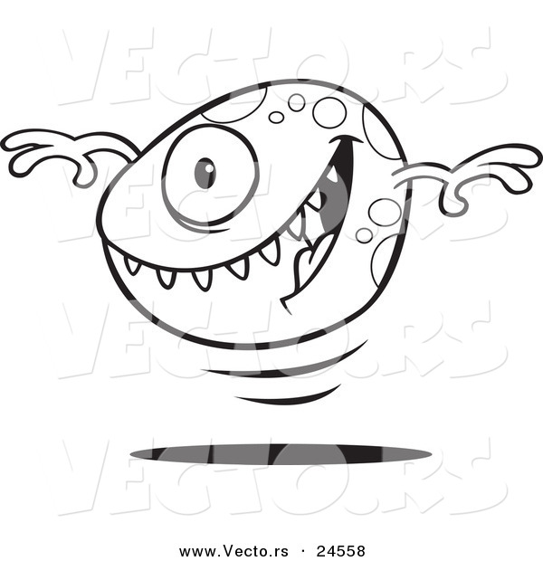 Vector of a Cartoon Bouncing Monster Ball - Outlined Coloring Page