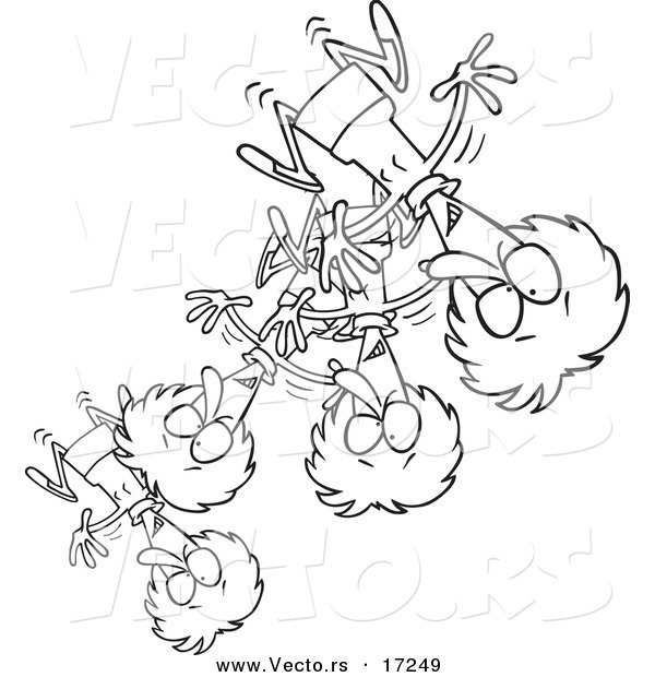 Vector of a Cartoon Bouncing Woman - Coloring Page Outline