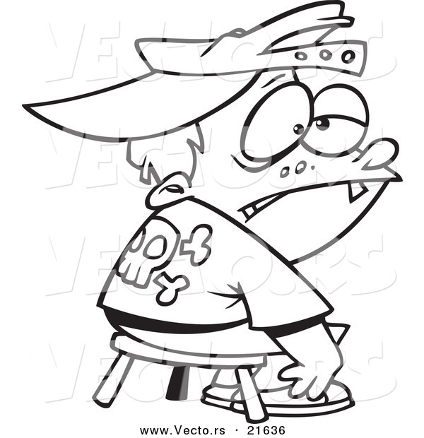 Vector of a Cartoon Boy Being Punished in Time out - Outlined Coloring Page