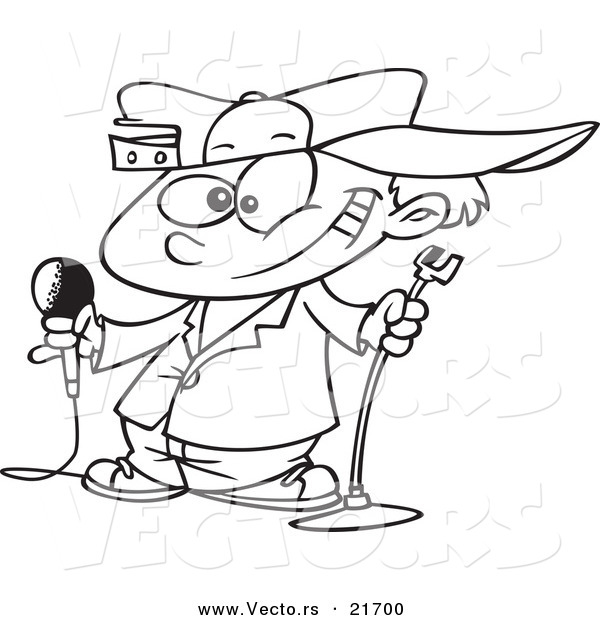 Vector of a Cartoon Boy Comedian - Outlined Coloring Page