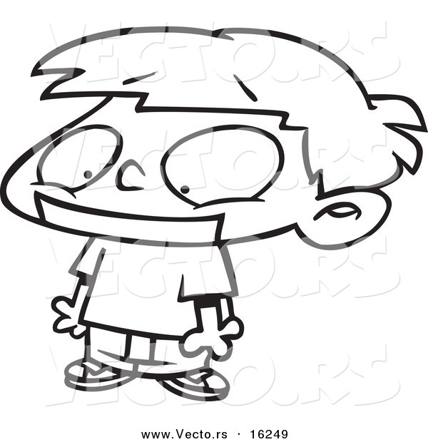 Vector of a Cartoon Boy Gagged with Tape - Outlined Coloring Page Drawing