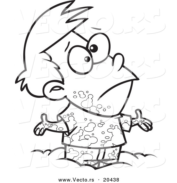 Vector of a Cartoon Boy Playing in Mud - Coloring Page Outline