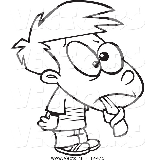 Vector of a Cartoon Boy Sticking His Tied Tongue out - Coloring Page Outline