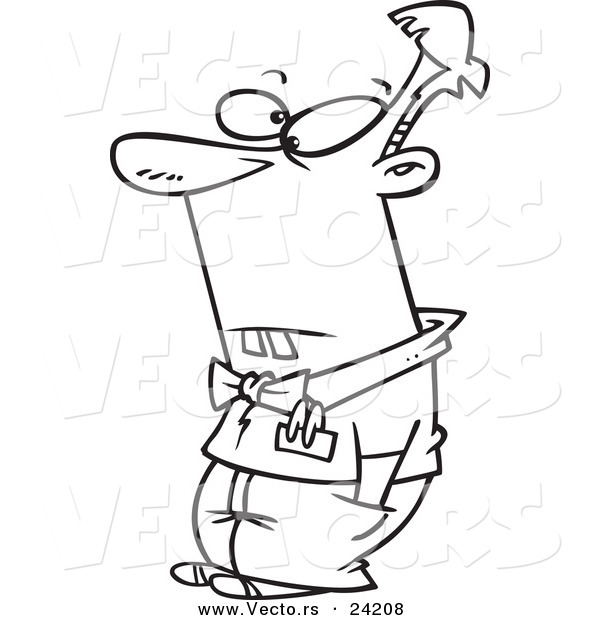 Vector of a Cartoon Buck Toothed Geek - Coloring Page Outline