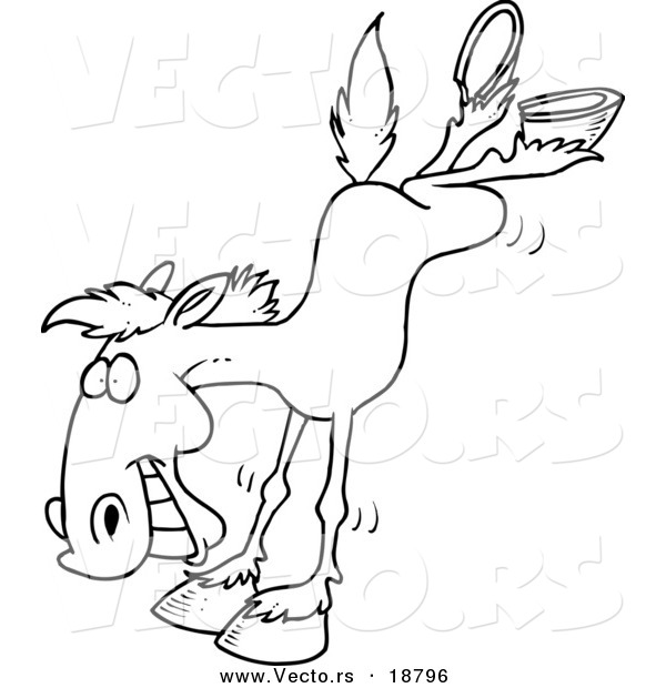 Vector of a Cartoon Bucking Horse - Outlined Coloring Page