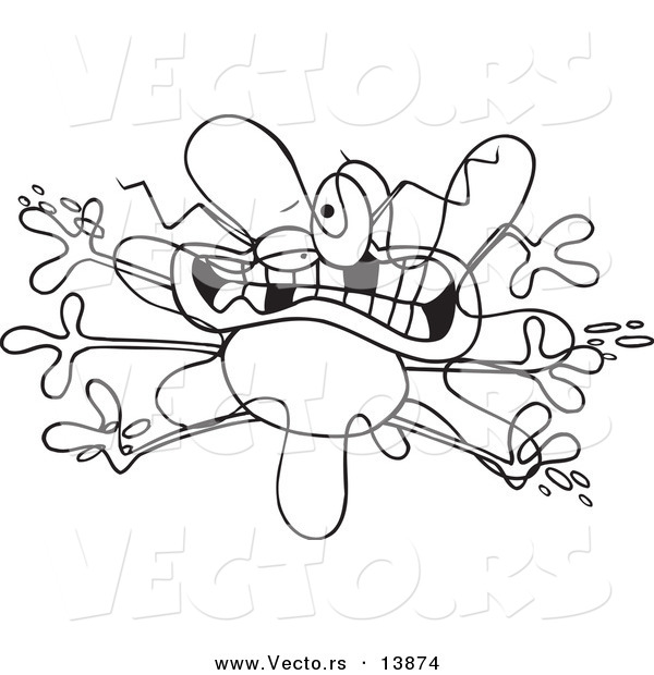 Vector of a Cartoon Bug Splattered on a Windshield - Coloring Page Outline