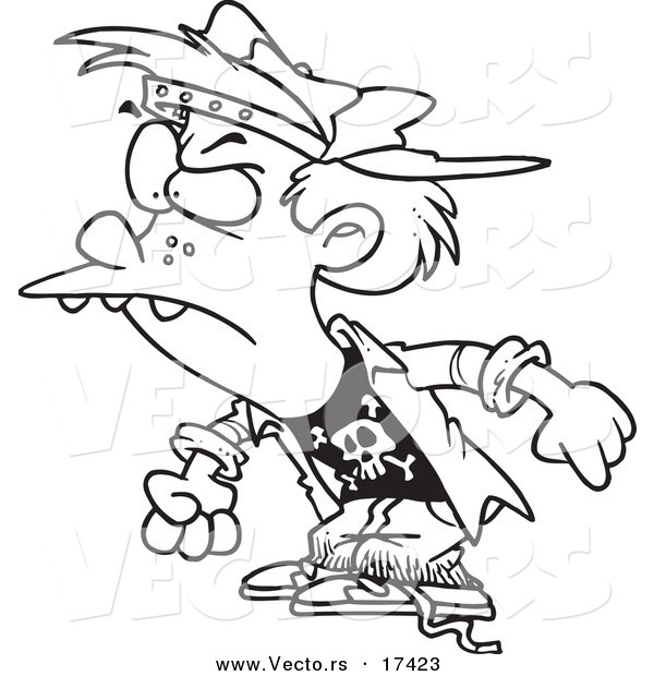Vector of a Cartoon Bully Boy - Coloring Page Outline