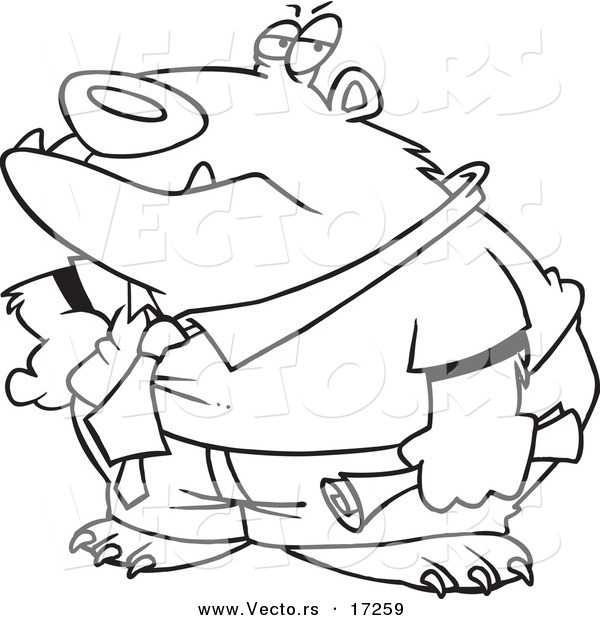 Vector of a Cartoon Business Bear - Coloring Page Outline