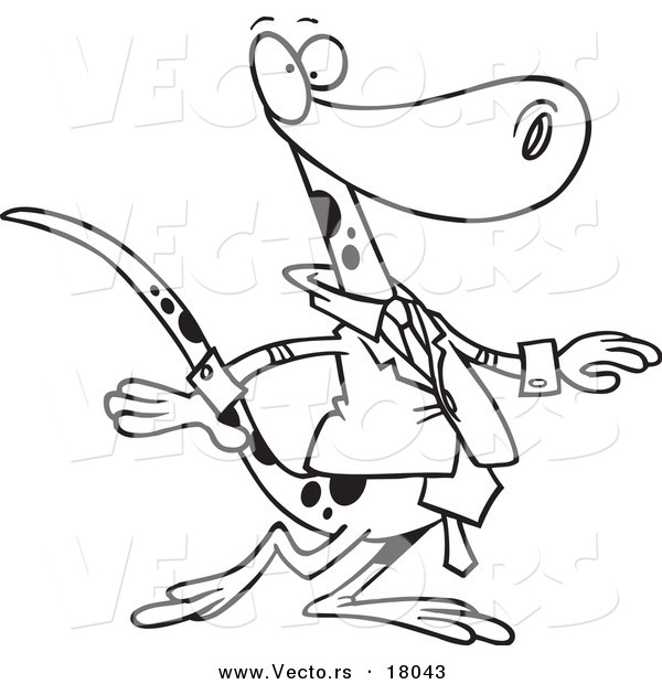 Vector of a Cartoon Business Lizard - Outlined Coloring Page