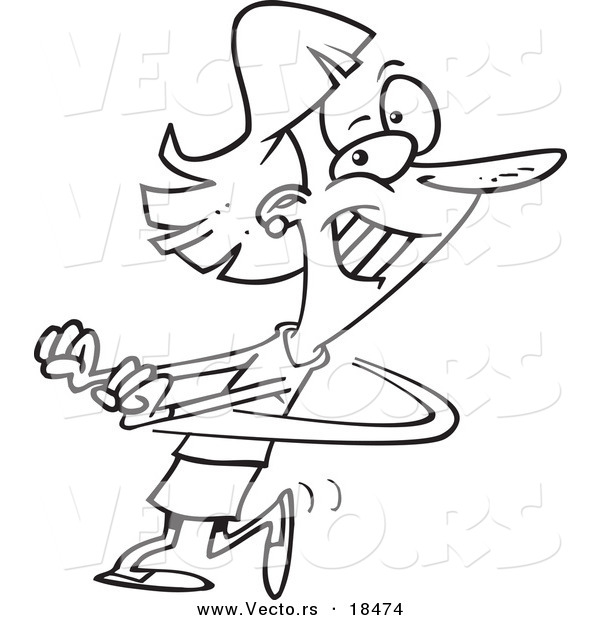 Vector of a Cartoon Business Woman Doing a Happy Dance - Outlined Coloring Page