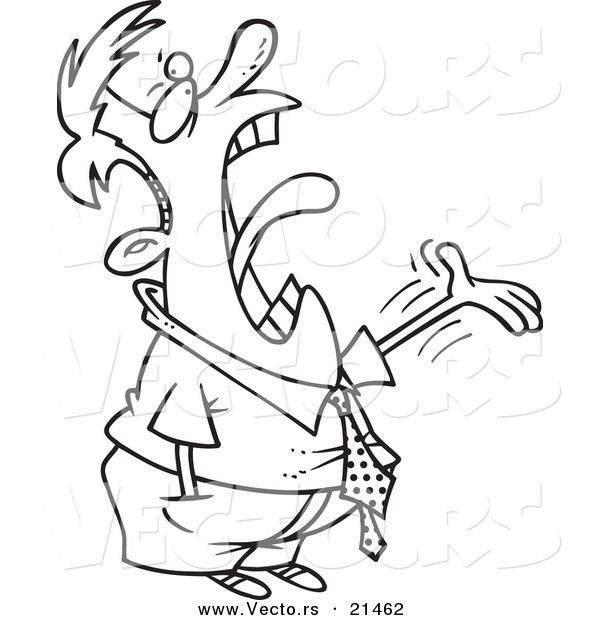 Vector of a Cartoon Businessman Complaining - Outlined Coloring Page
