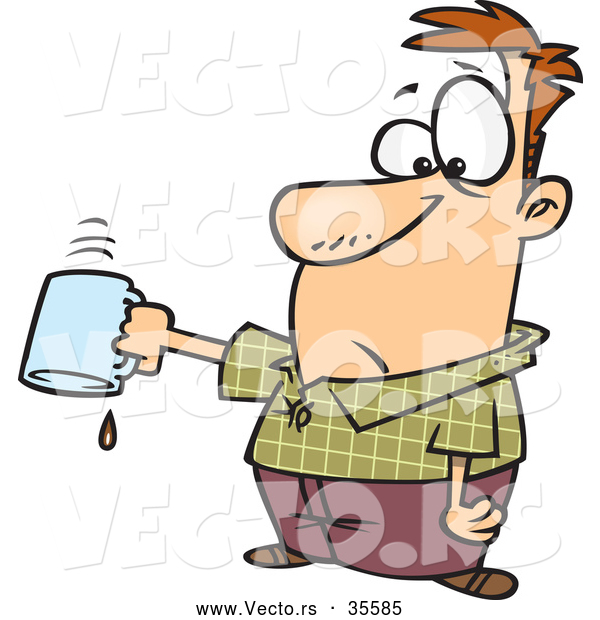 Vector of a Cartoon Businessman Emptying His Coffee Mug