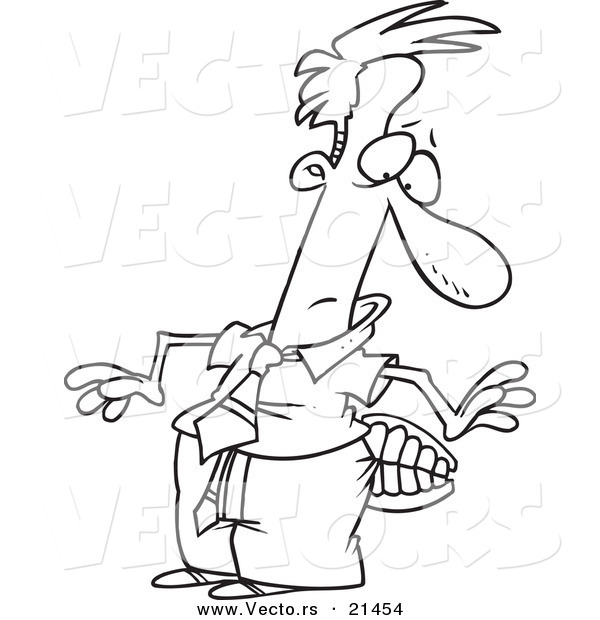 Vector of a Cartoon Businessman Getting His Butt Chewed - Outlined Coloring Page