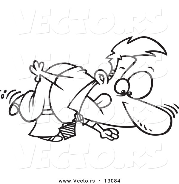 Vector of a Cartoon Businessman Sniffing Leads - Outlined Coloring Page